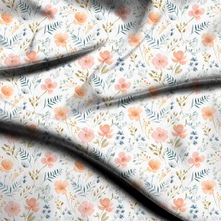 dusty rose floral digital print fabric texture — medium scale closeup