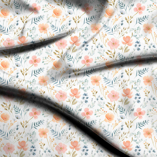 dusty rose floral digital print fabric texture — medium scale closeup