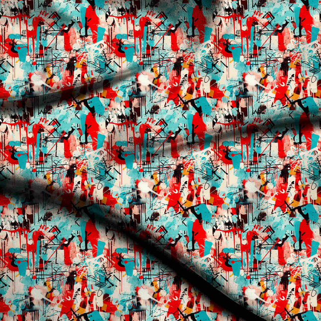 cobalt blue abstract digital print fabric texture — large scale closeup