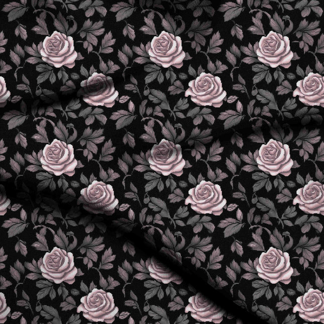 jet black floral print fabric draped — blouse styling