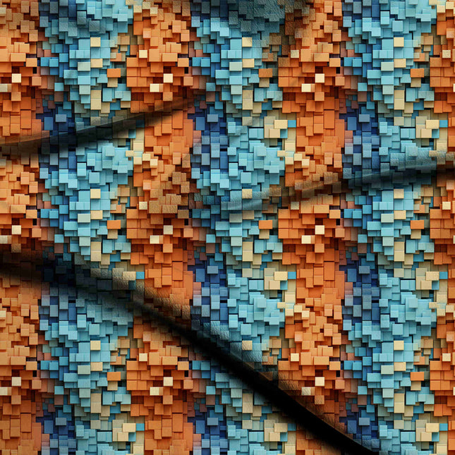 sky blue geometric digital print fabric texture — large scale closeup