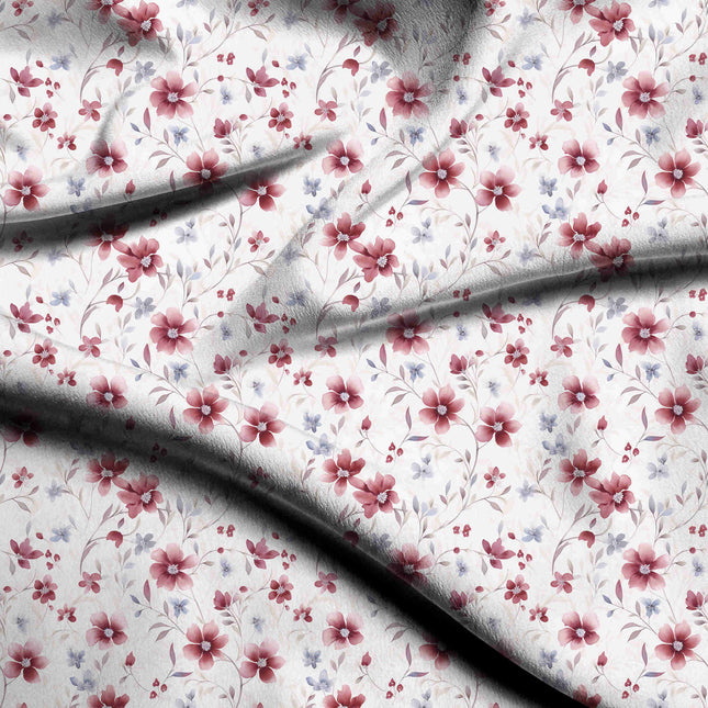 dusty rose floral digital print fabric texture — medium scale closeup