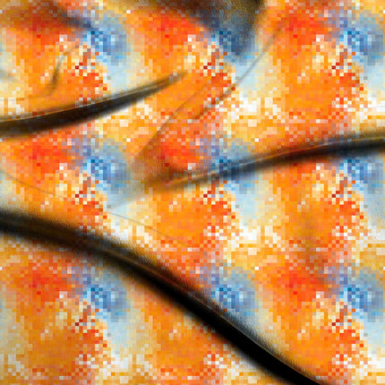 tangerine orange abstract digital print fabric texture — medium scale closeup