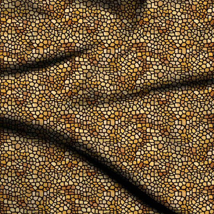 ochre geometric all-over print pattern — medium scale repeat layout