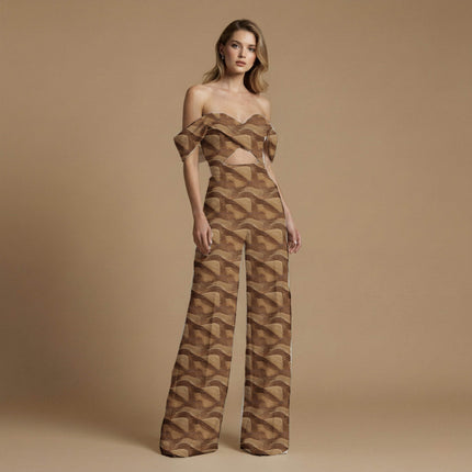 espresso brown abstract fabric detail — embossed finish digital print closeup