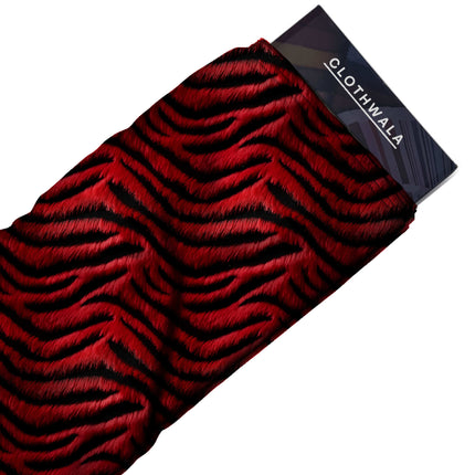 crimson red animal fabric detail — textured finish digital print closeup