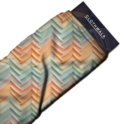 peach geometric fabric detail — embossed finish digital print closeup