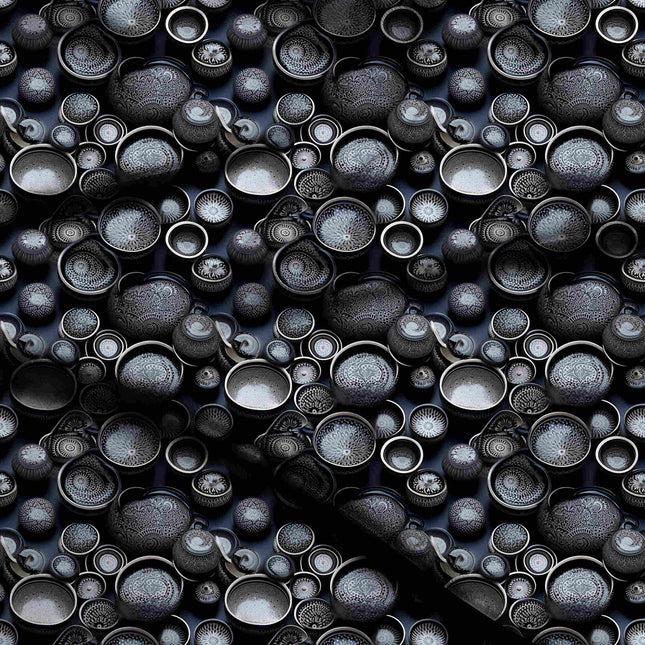 charcoal ethnic digital print fabric texture — large scale closeup
