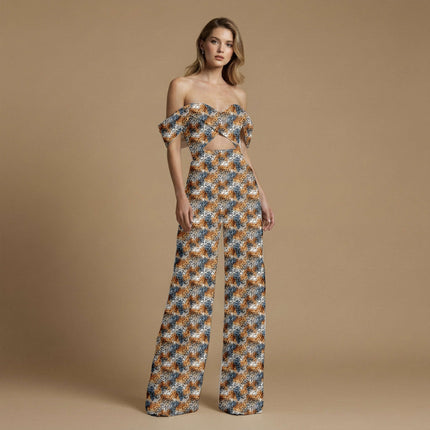 burnt sienna animal all-over print pattern — medium scale repeat layout