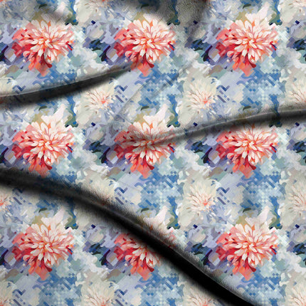 coral pink floral all-over print pattern — medium scale repeat layout