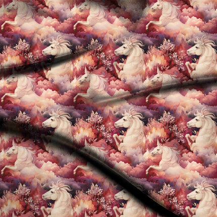 dusty rose floral fabric detail — digital print closeup