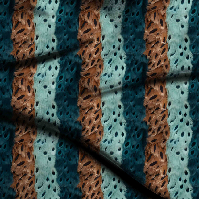 deep teal animal digital print fabric texture — large scale closeup