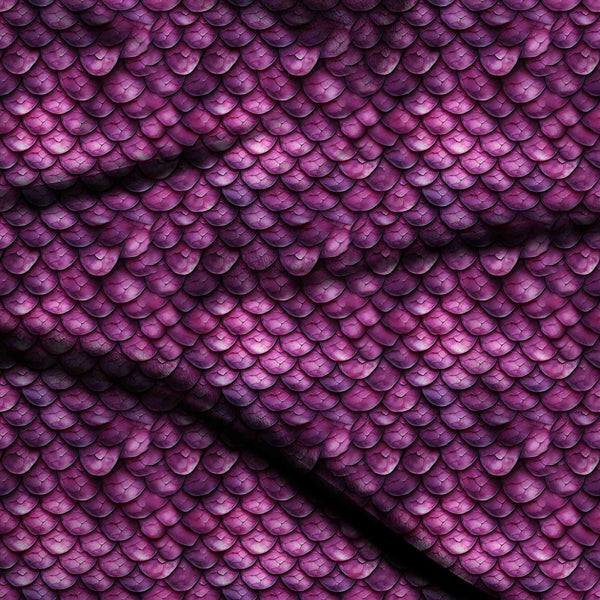 Amethyst Purple Luminous Three-dimensional Mythical Dragon Scale Print Fabric