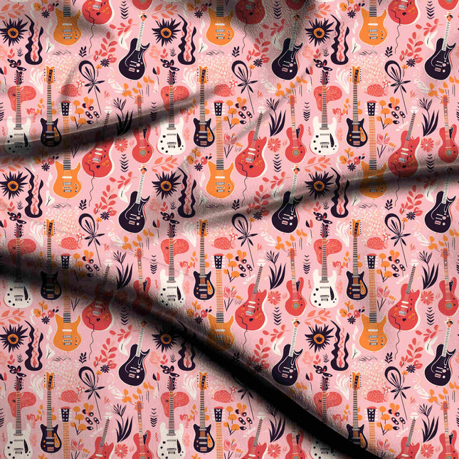 dusty rose floral digital print fabric texture — medium scale closeup