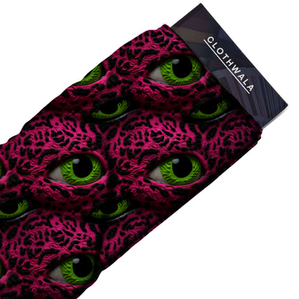 shocking pink animal fabric detail — textured finish digital print closeup