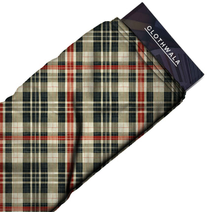 ivory cream checks fabric detail — matte finish digital print closeup