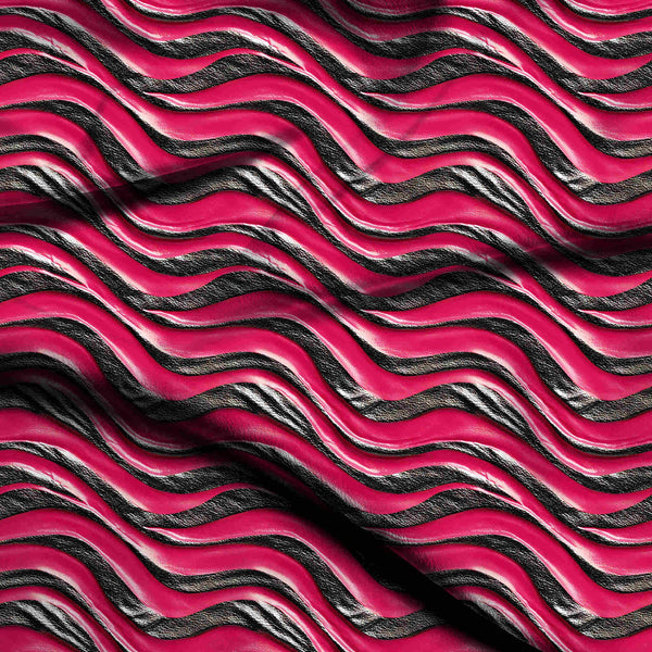 Hot Pink Bold Wavy Stripes Print Fabric
