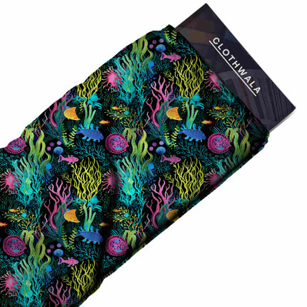 jet black tropical fabric detail — matte finish digital print closeup