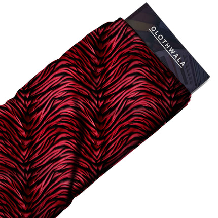 crimson red animal print fabric draped — co-ord set styling