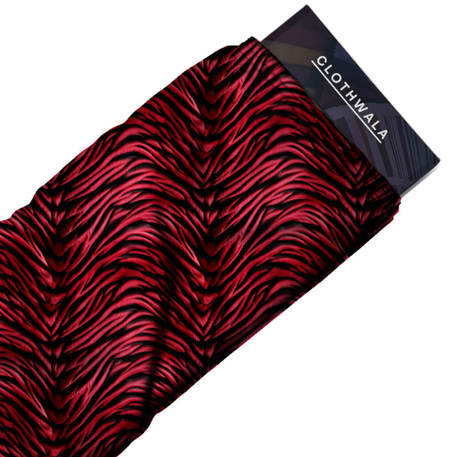 crimson red animal print fabric draped — co-ord set styling