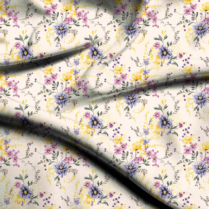 ivory cream floral print fabric draped — kurti styling