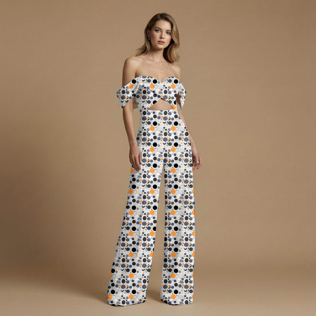 marigold orange abstract print fabric draped — kaftan styling