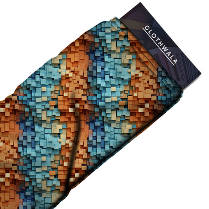 sky blue geometric all-over print pattern — large scale repeat layout