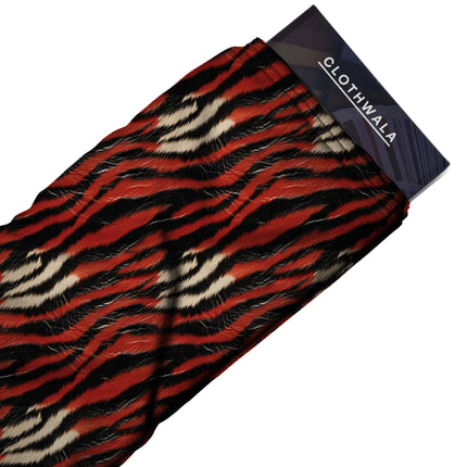 chili red animal fabric detail — textured finish digital print closeup