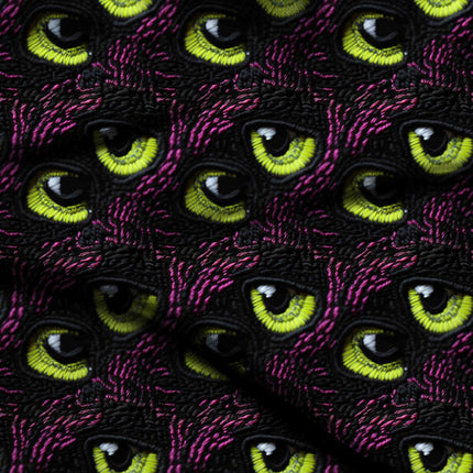 midnight black graphic digital print fabric texture — large scale closeup