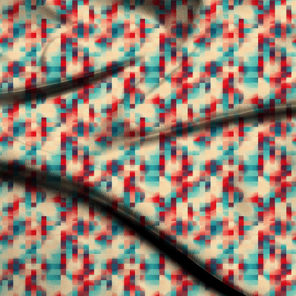 teal blue geometric all-over print pattern — medium scale repeat layout
