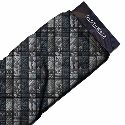 slate grey geometric fabric detail — matte finish digital print closeup