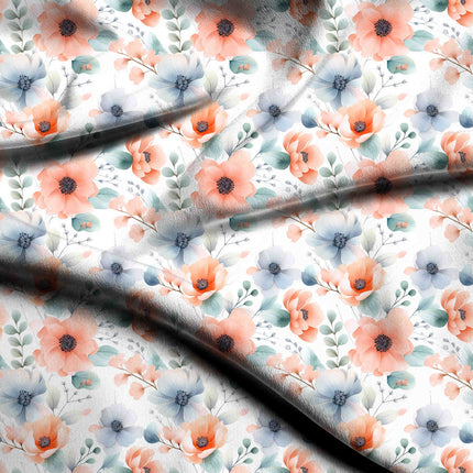dusty rose floral digital print fabric texture — medium scale closeup