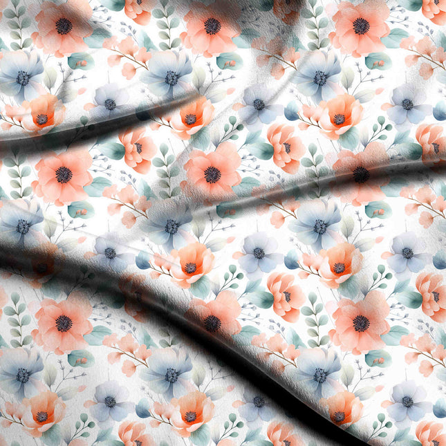 dusty rose floral digital print fabric texture — medium scale closeup