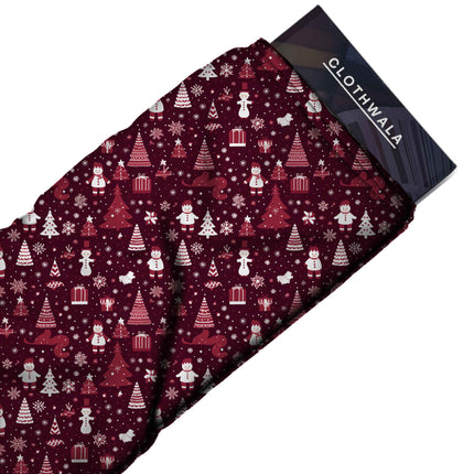 Burgundy Floral Digital Print Fabric for Shirt | Artistic Resort Wear - Image 3