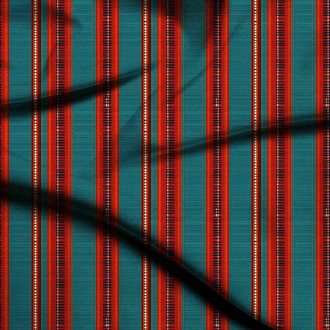 teal stripes digital print fabric texture — medium scale closeup