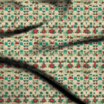 ivory cream floral all-over print pattern — medium scale repeat layout