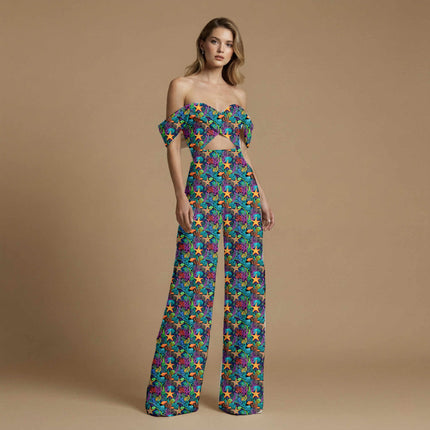 electric orange tropical print fabric draped — resort shirt styling