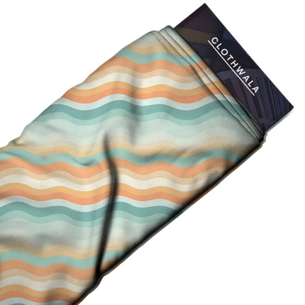 teal abstract print fabric draped — maxi dress styling