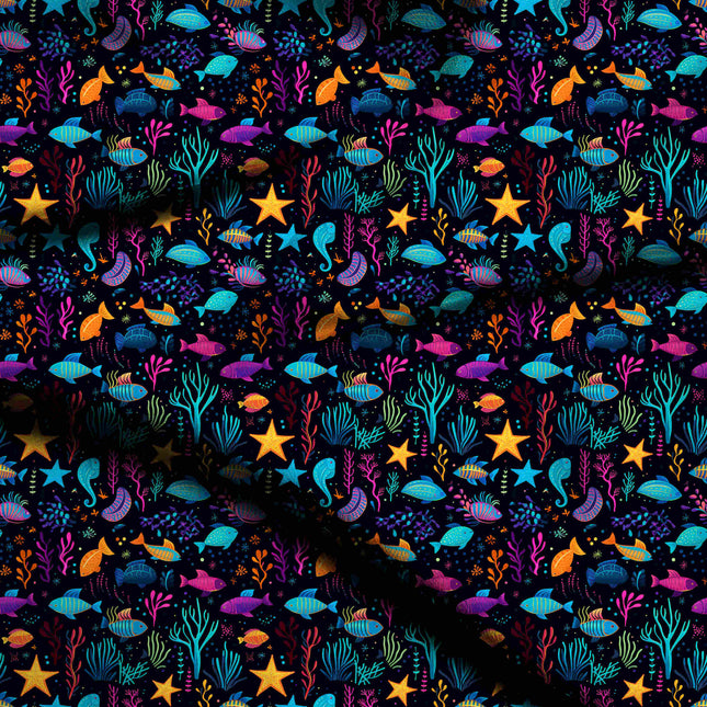 electric blue animal digital print fabric texture — medium scale closeup