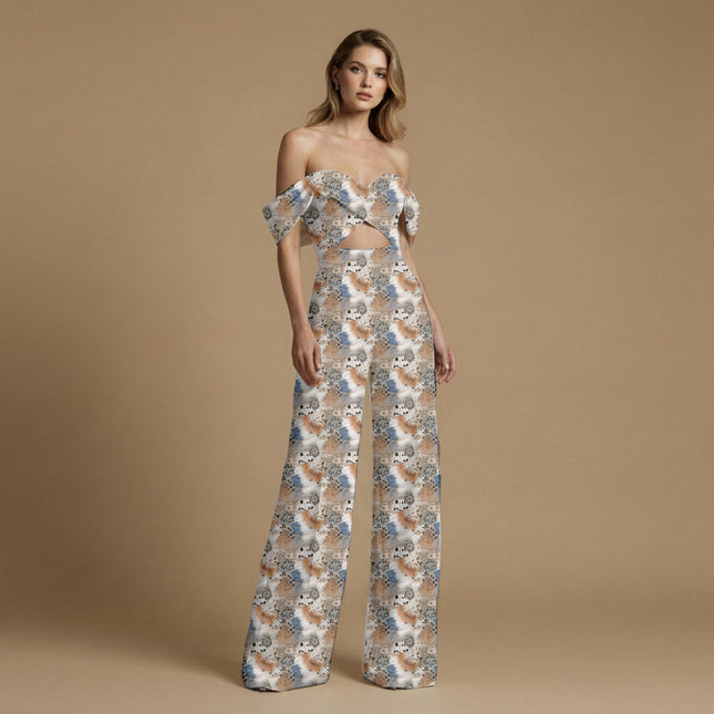 ivory cream other print fabric draped — statement blazer styling