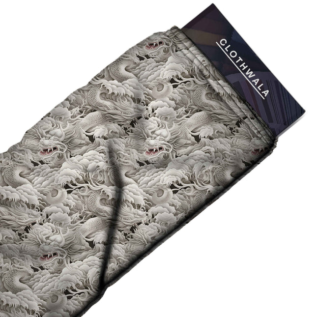ivory cream other print fabric draped — statement jacket styling