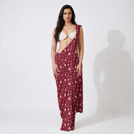 Crimson Floral Digital Print Fabric for Maxi | Urban Festival Wear - Image 2