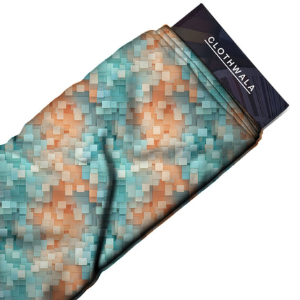teal geometric fabric detail — textured finish digital print closeup