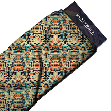 ivory cream ethnic fabric detail — matte finish digital print closeup