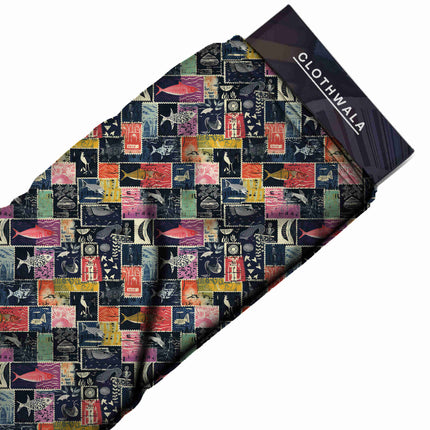 midnight blue other print fabric draped — co-ord set styling
