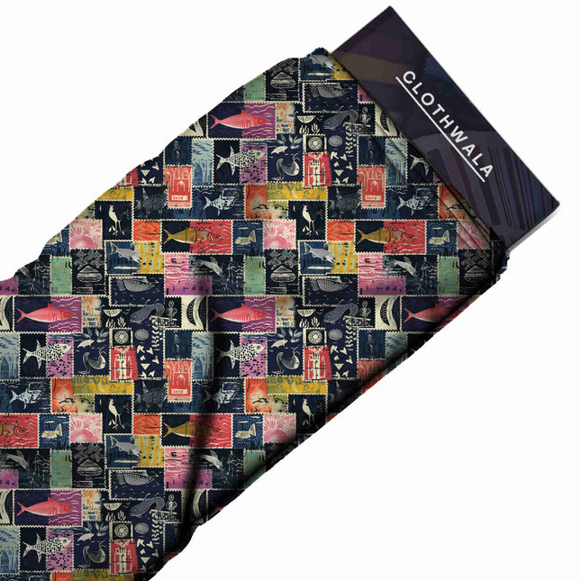 midnight blue other print fabric draped — co-ord set styling