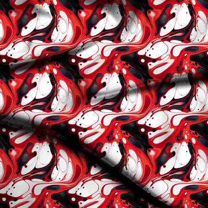 scarlet red abstract digital print fabric texture — large scale closeup