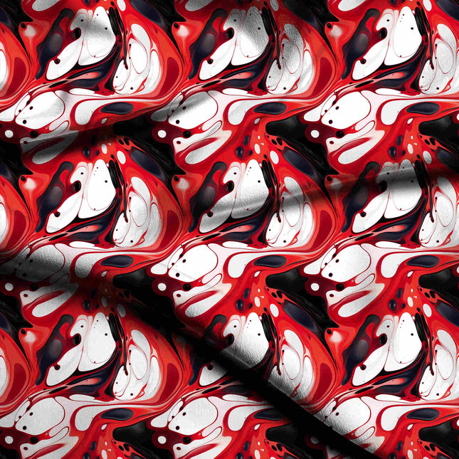 scarlet red abstract digital print fabric texture — large scale closeup