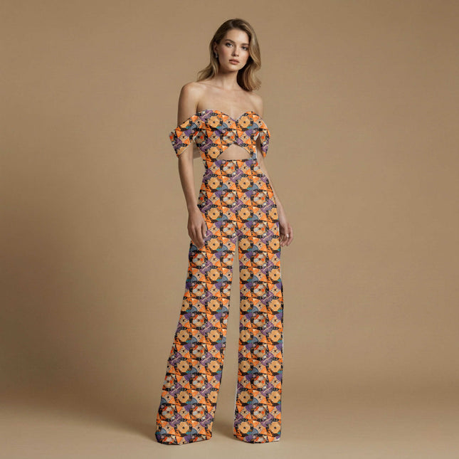 burnt sienna ethnic print fabric draped — kurta styling