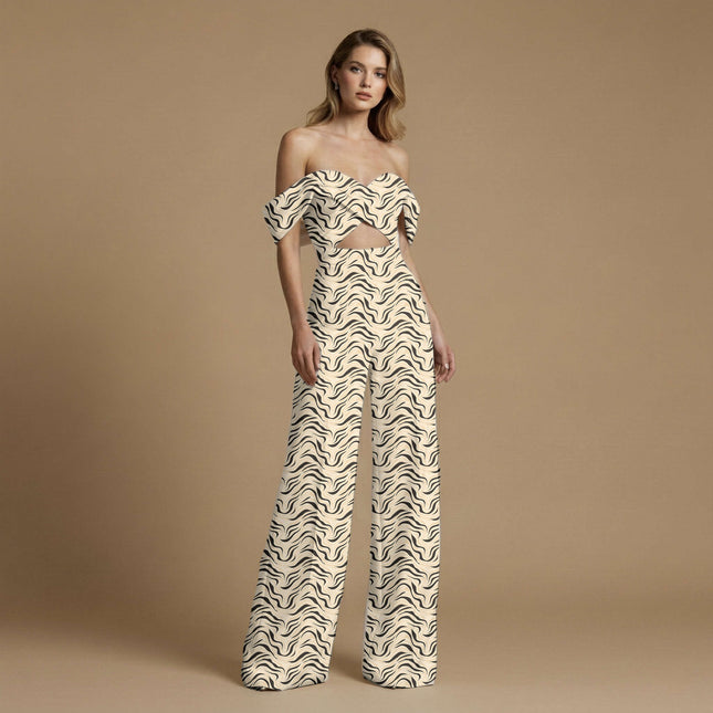 jet black animal print fabric draped — co-ord set styling